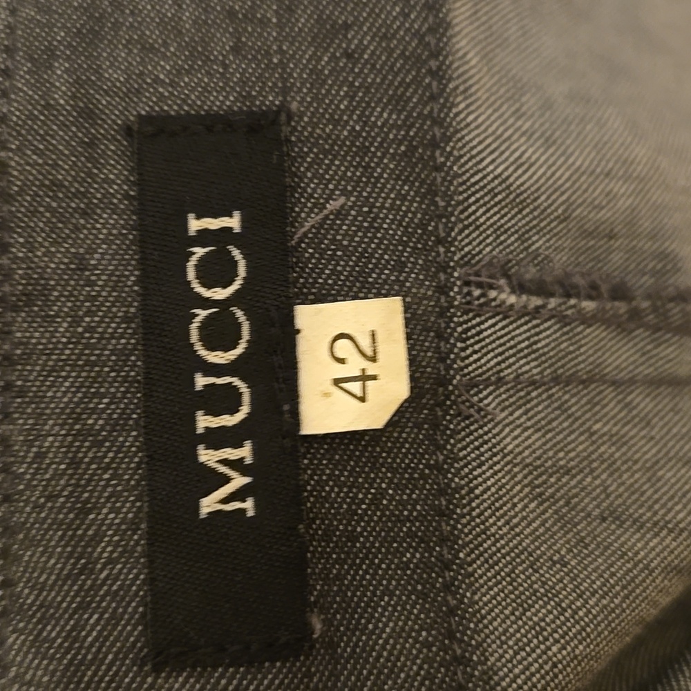 Mucci gray stretch dress with shimmering painted florals Sz 42 🎁 - Picture 8 of 9